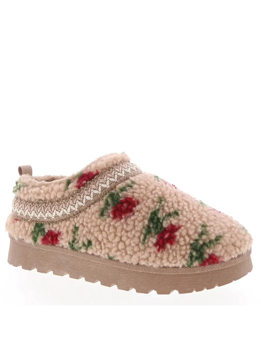 Floral Sherpa Slip Ons