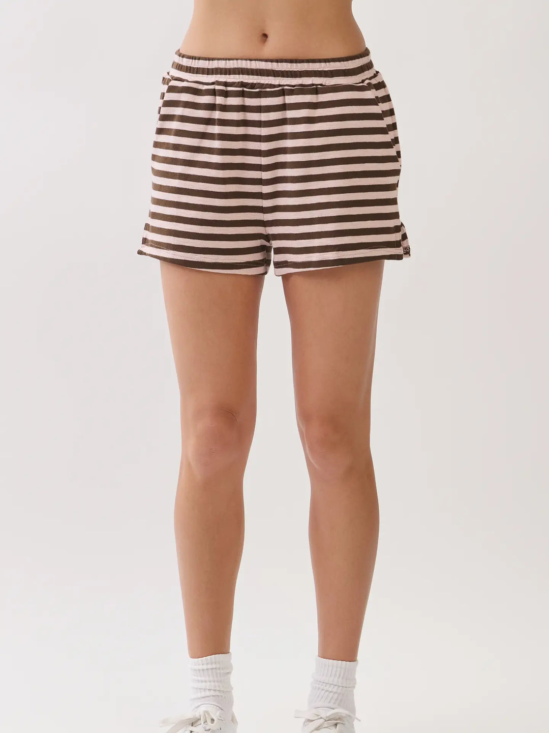 Striped Elasticized Waistband Relaxed Fit Shorts