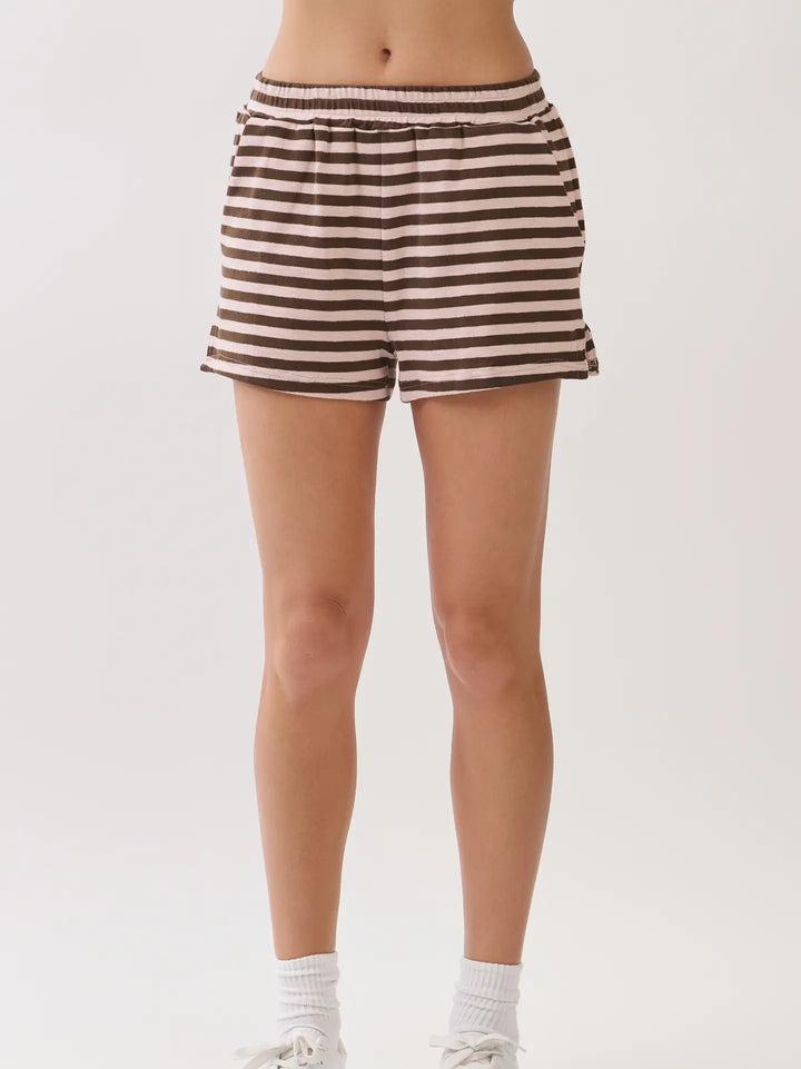 Striped Elasticized Waistband Relaxed Fit Shorts