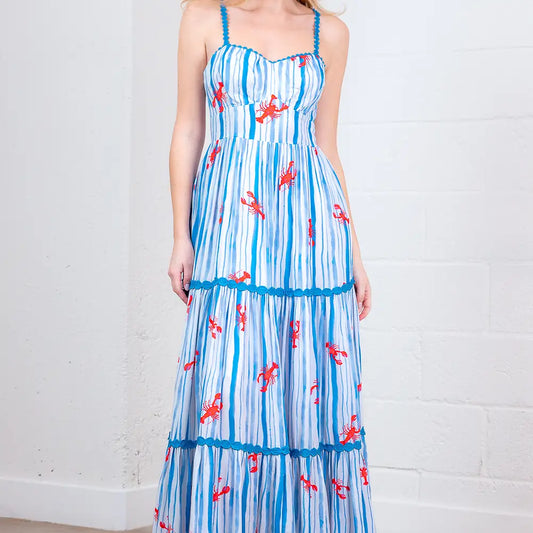 Lobster Bustier Tiered Maxi Dress
