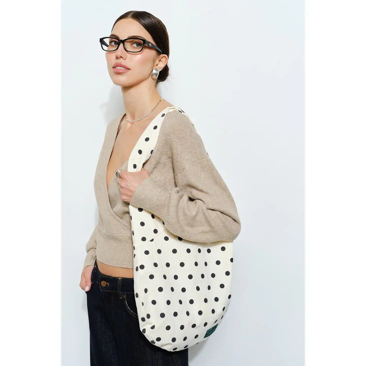 Polka Dot Canvas Sling Bag