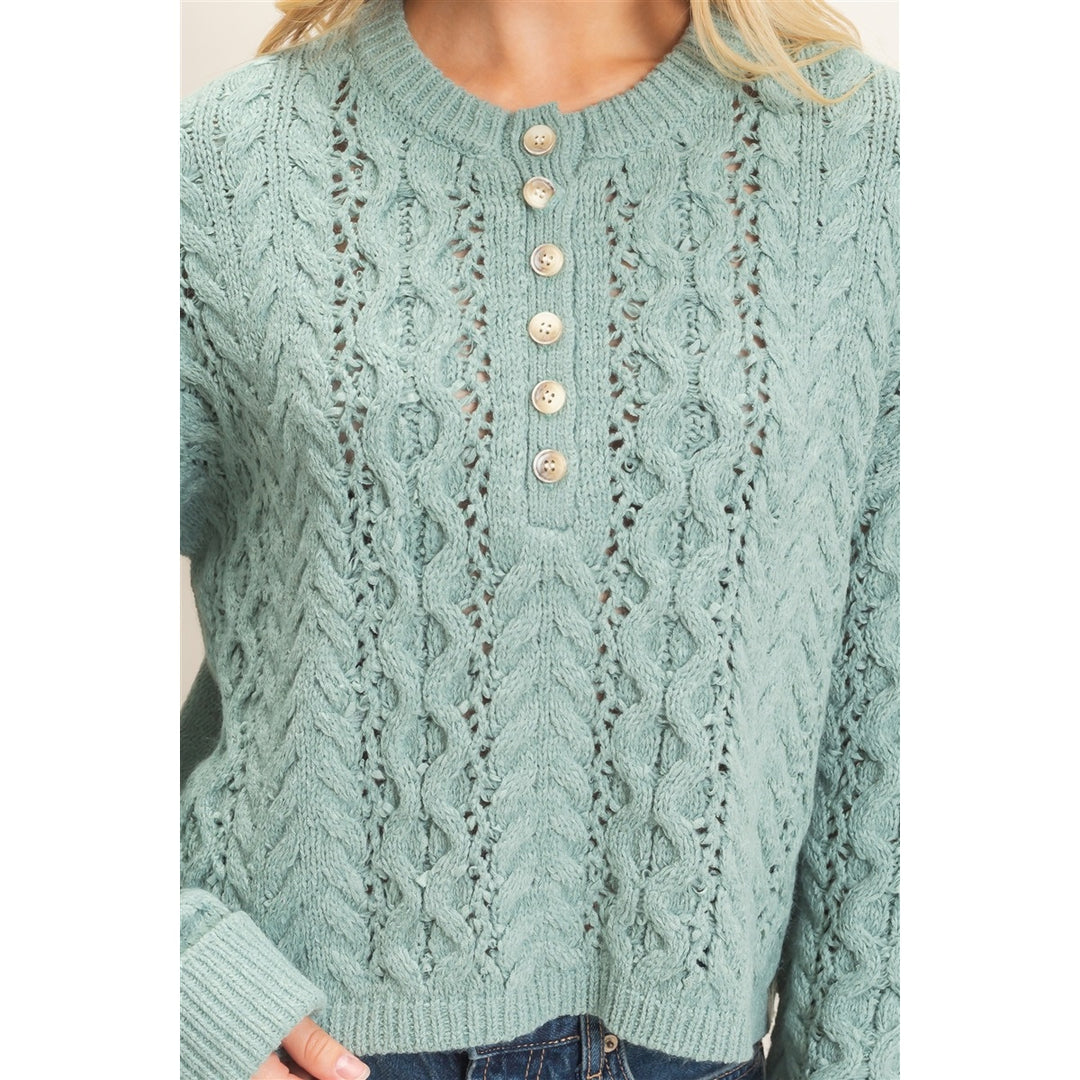 Jade Cable Knit Henley