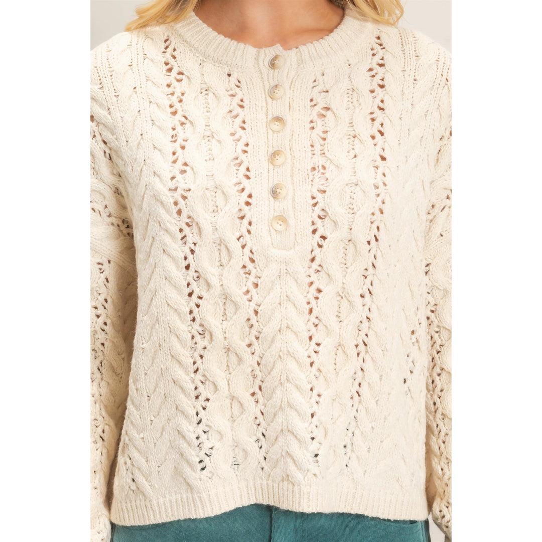 Cream Cable Knit Henley