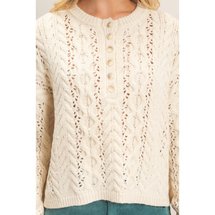 Cream Cable Knit Henley