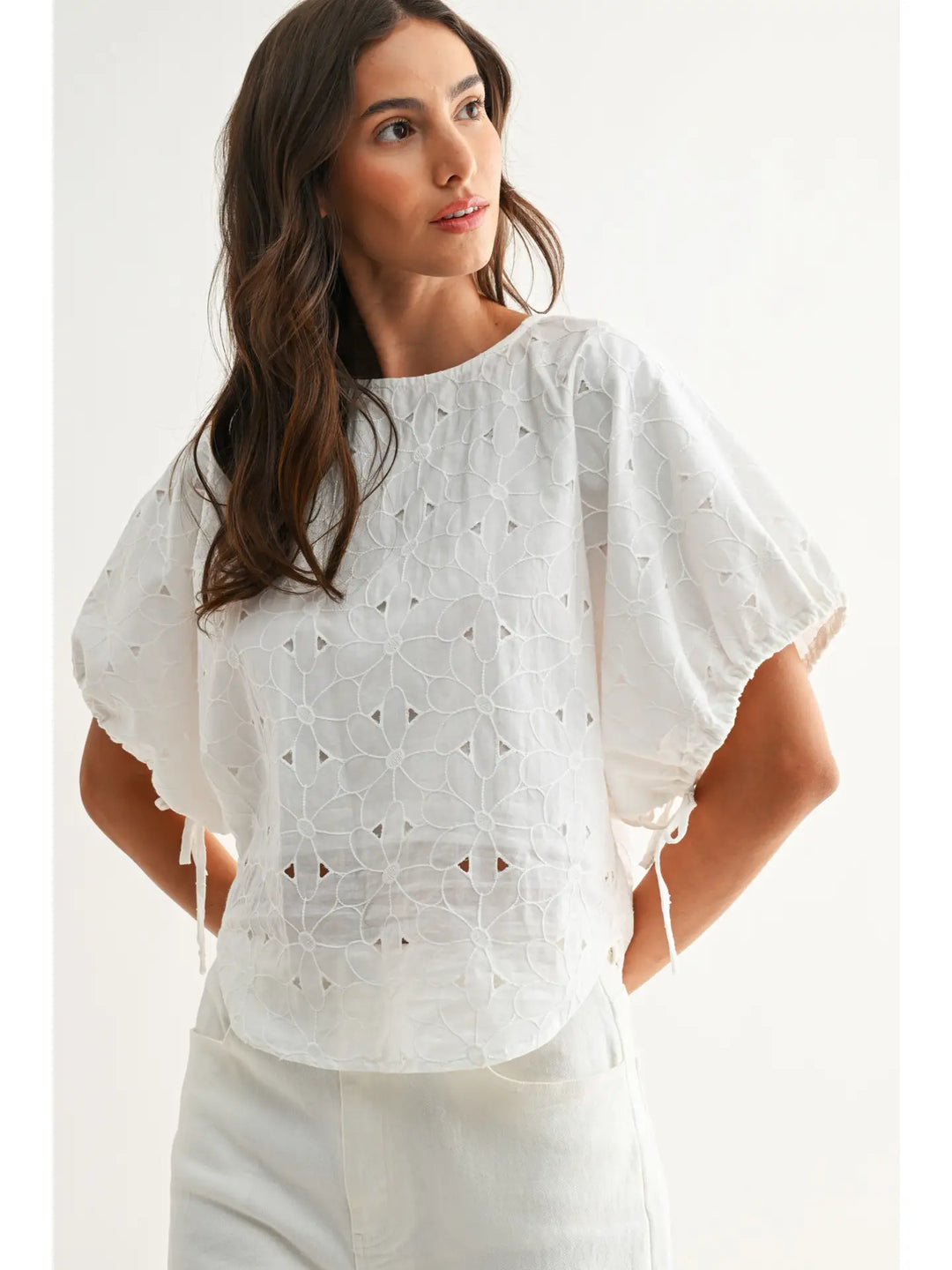 Embroidered White Cotton Blouse