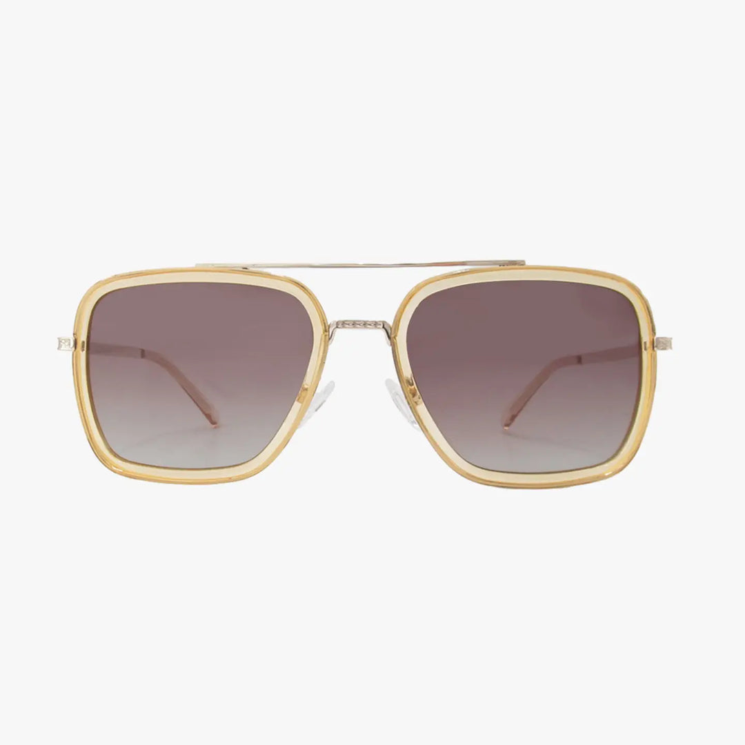 Lex Champagne Polarized Navigator Metal Sunglasses