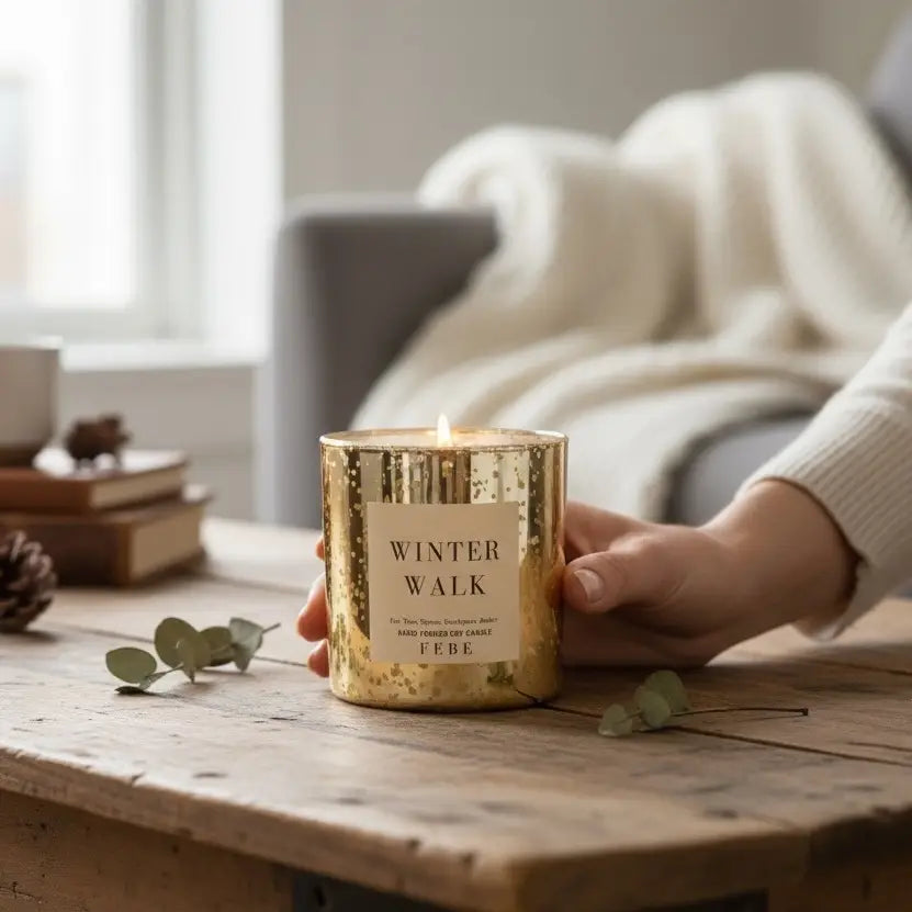 Winter Walk- Fir Tree & Spruce 10oz Gold Glass Candle