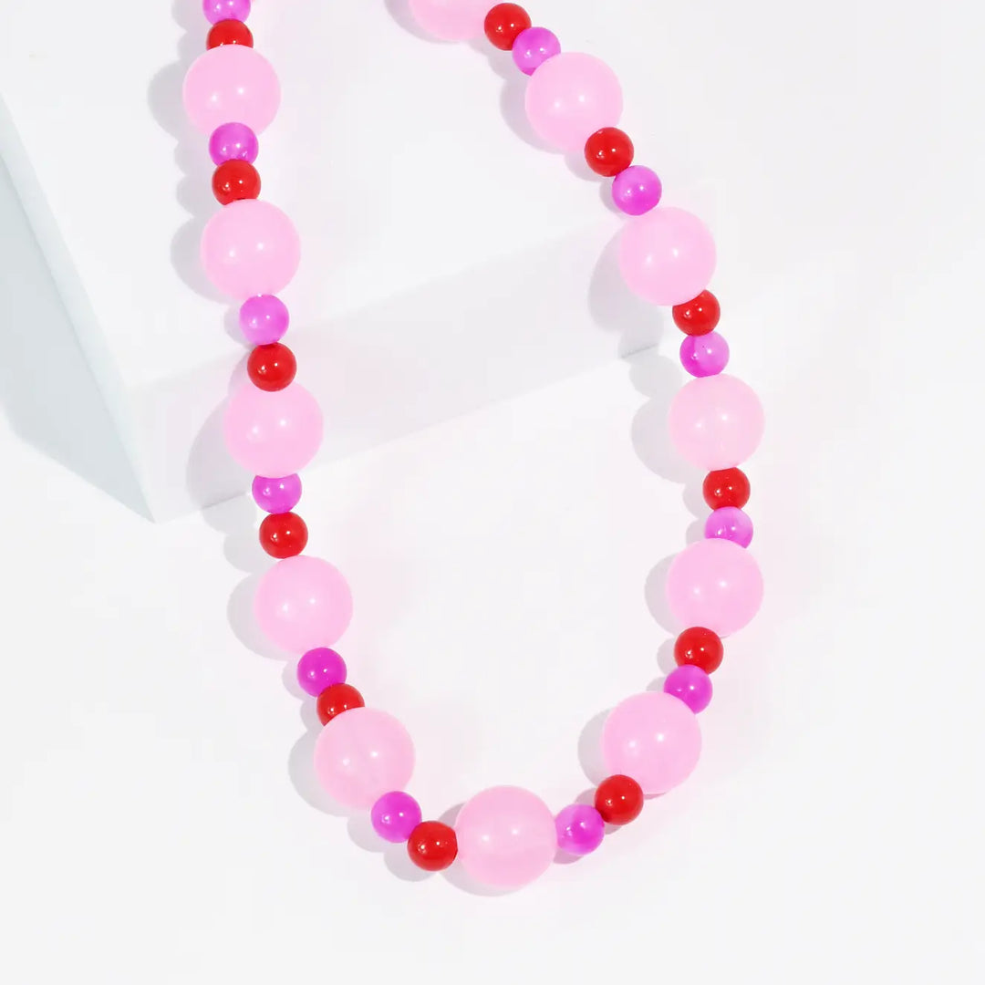 Pink Palms Stone Necklace