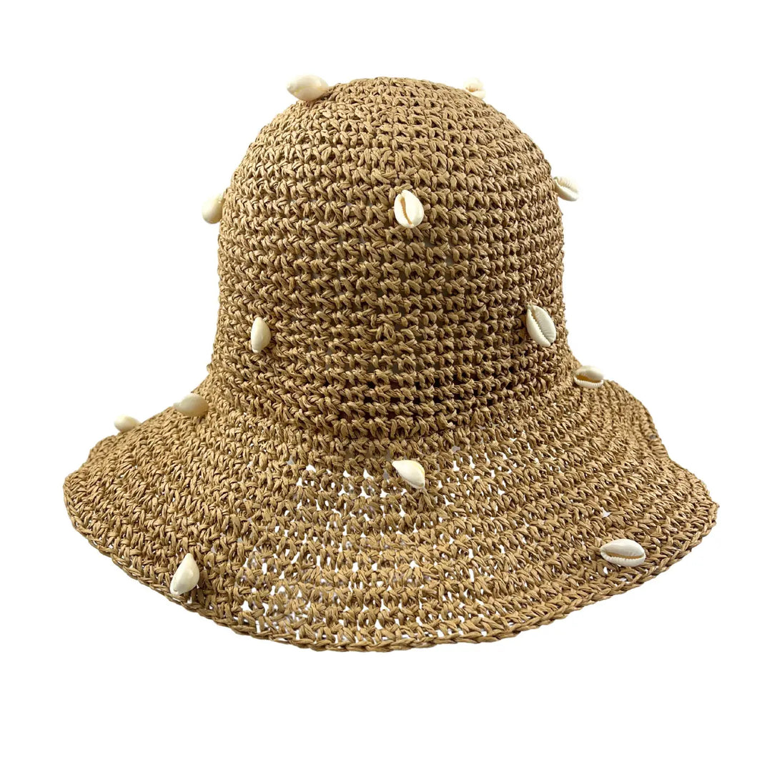 Seashell Straw Bucket Hat