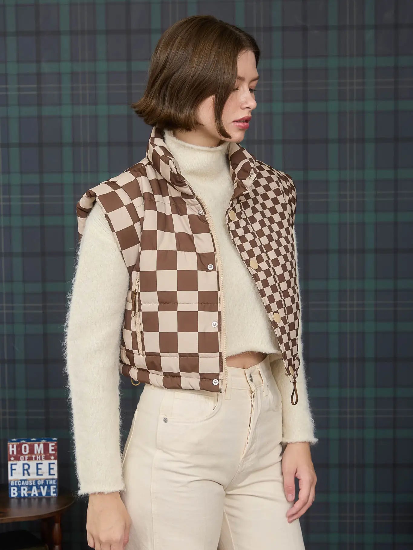 Checkered Puff Vest