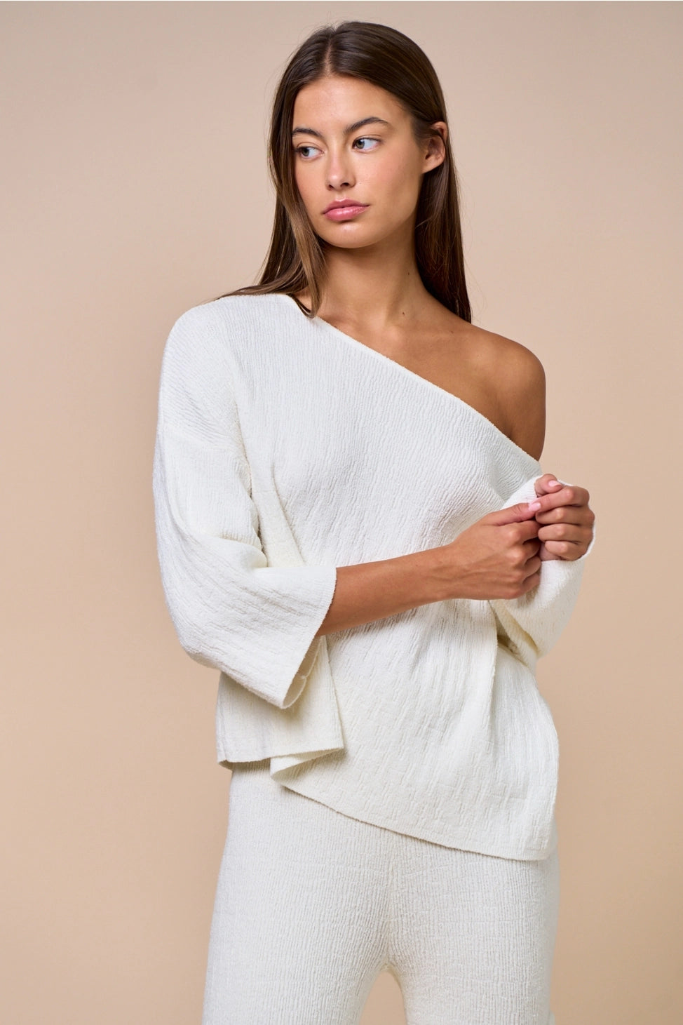 Boat Neck Loose Fit Pullover Knit Top