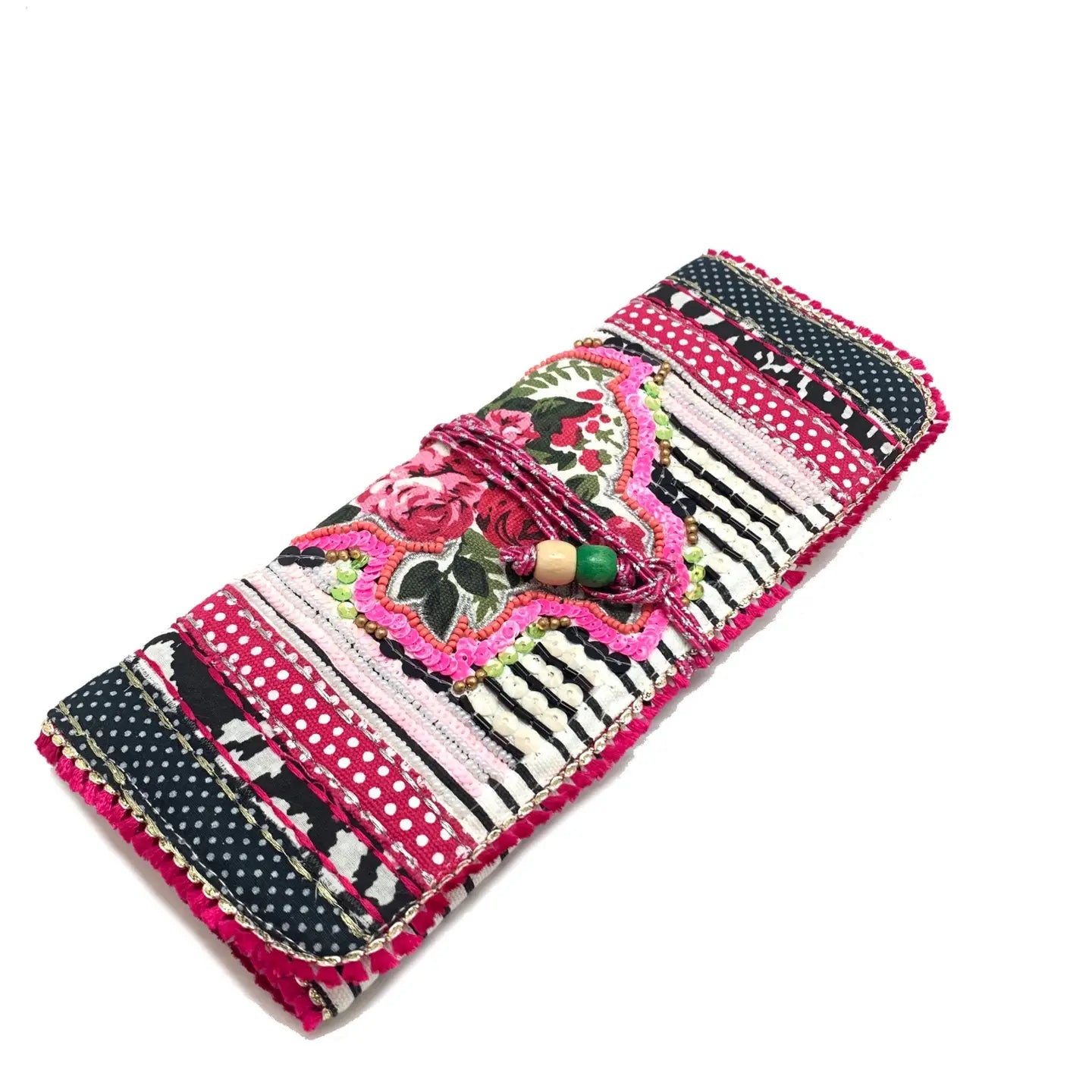 Pretty in Pink Floral Jewelry Roll