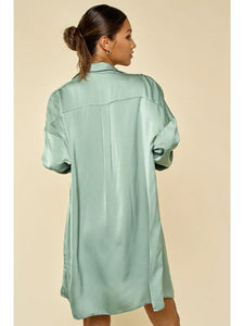 Satin Slip Dress - Sage