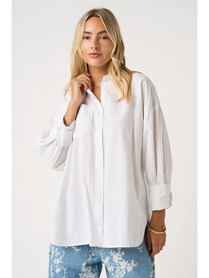 Oversized Button Down Long Sleeve Boyfriend Shirt