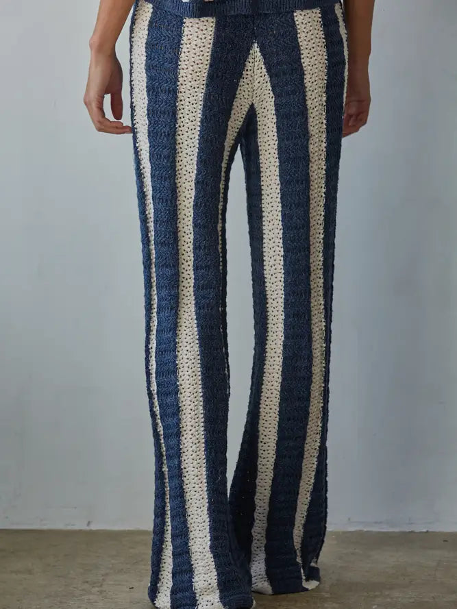 Knit Sweater Striped Straight Leg Pants