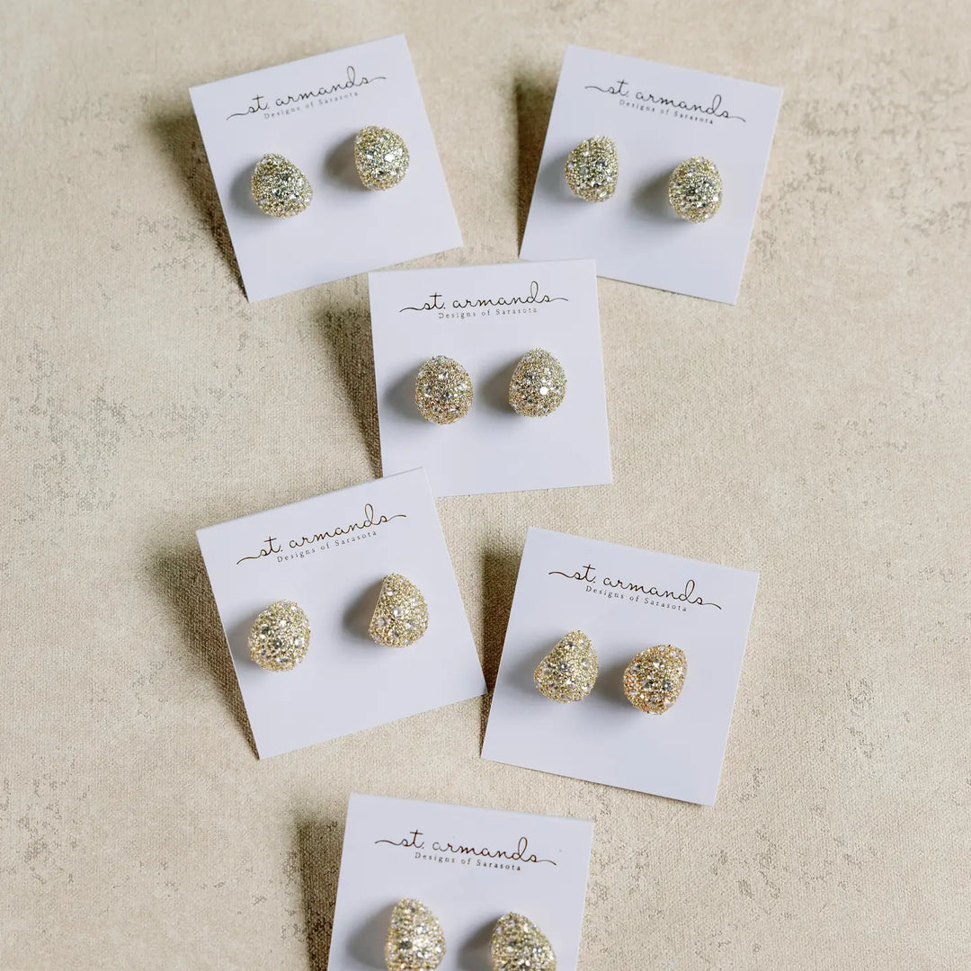 Pave Crystal Gumdrop Statement Earrings