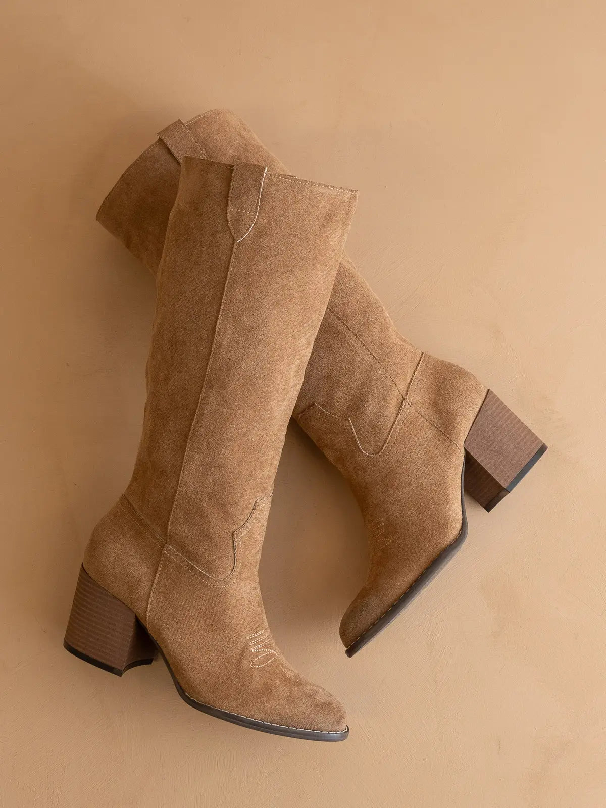 The Roxanne | Latte Knee High Western Bucket Boot