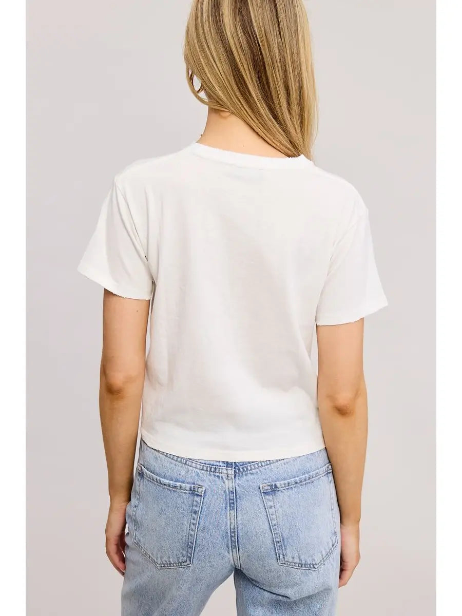 'puff' Stitch Cowgirl Graphic S/S Seamless Faux Crop
