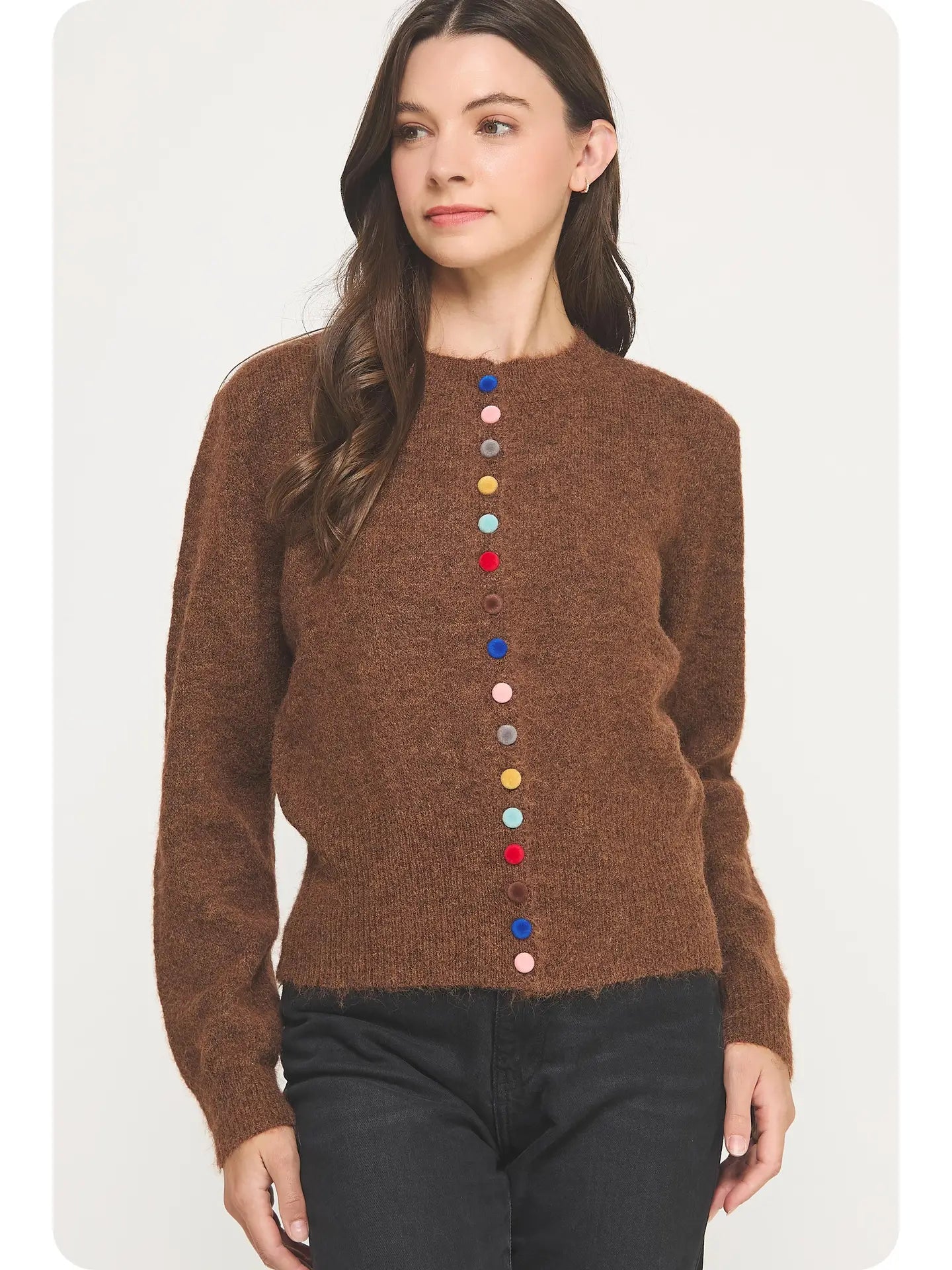 Multi Color Button Knit Cardigan