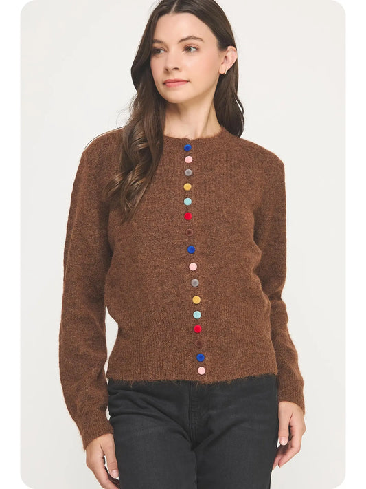 Multi Color Button Knit Cardigan