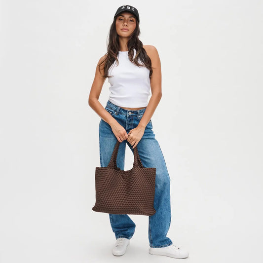 Sky's the Limit - Chocolate Large Woven Neoprene Tote