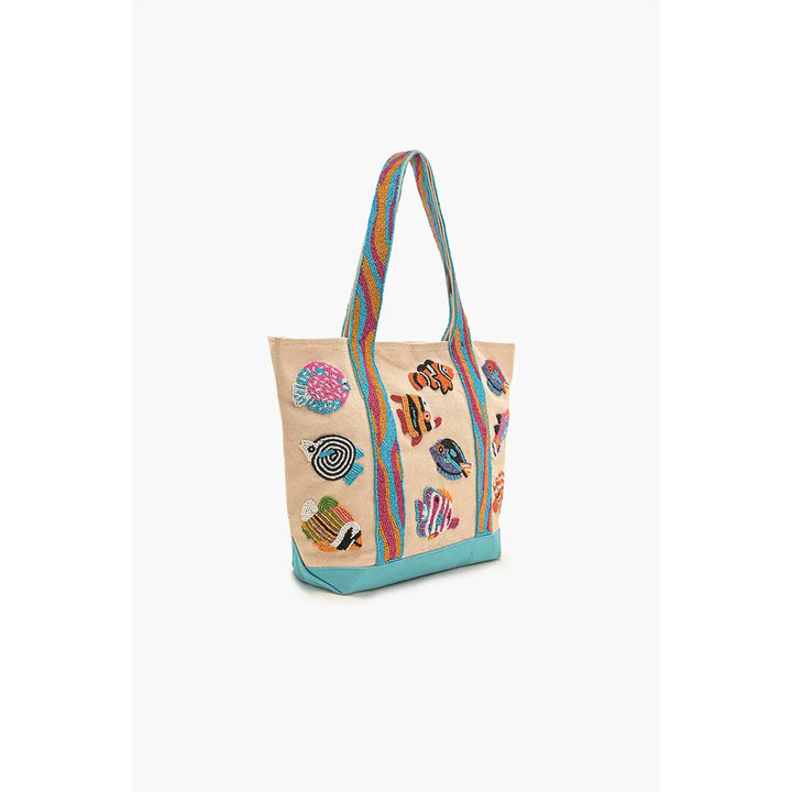 Colorful Fish Beaded Boat Tote