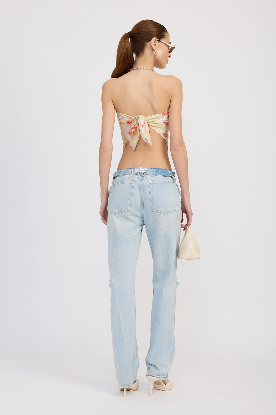 Printed Scarf Top Bias Satin