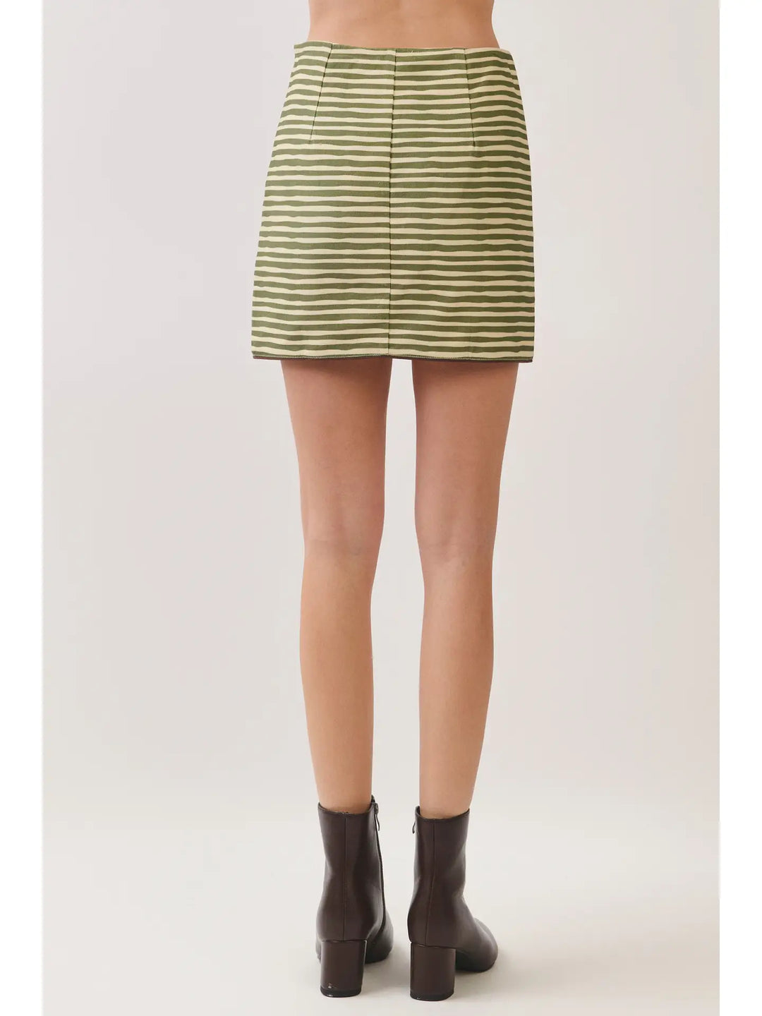 Green Striped A-Line Mini Skirt