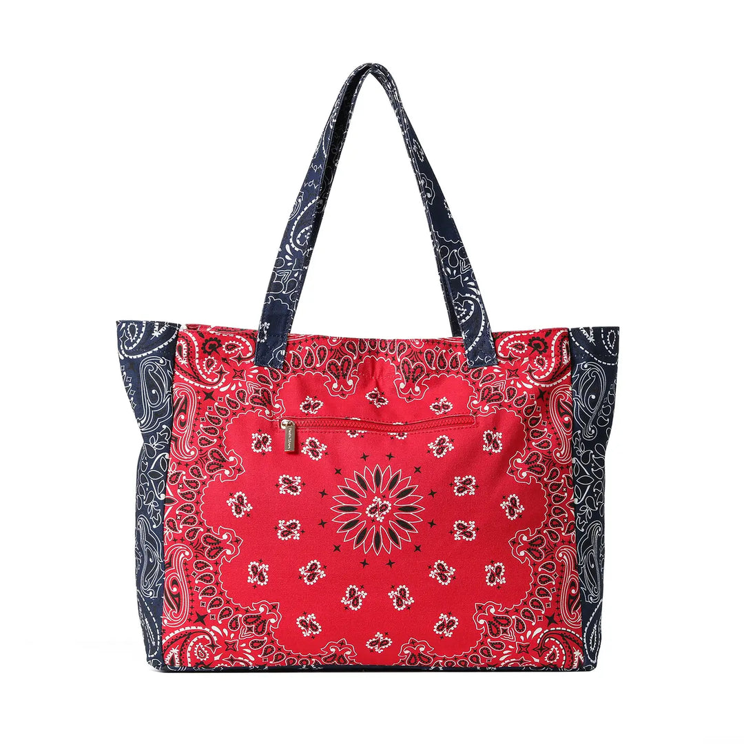 Bandana Print Canvas Tote -Bailey Red/Navy