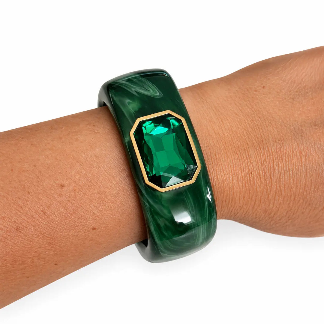 Emerald Gemstone Cuff Bangle Bracelet