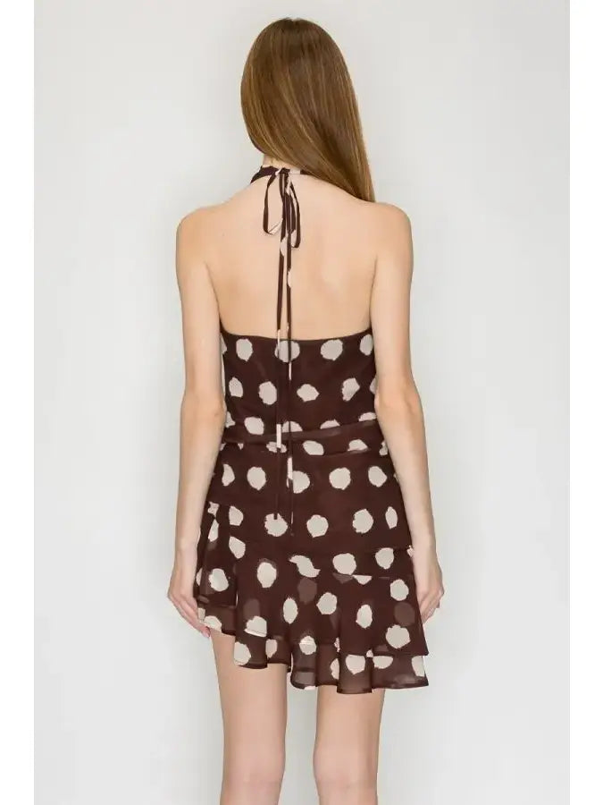 Polka Dots Halter Neck Mini Dress