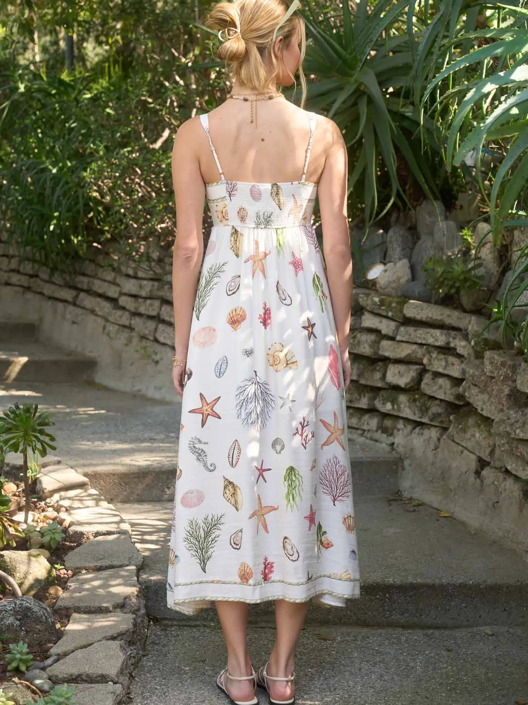 midi multicolor dress Multicolor Nautical Print Sleeveless Midi Dress