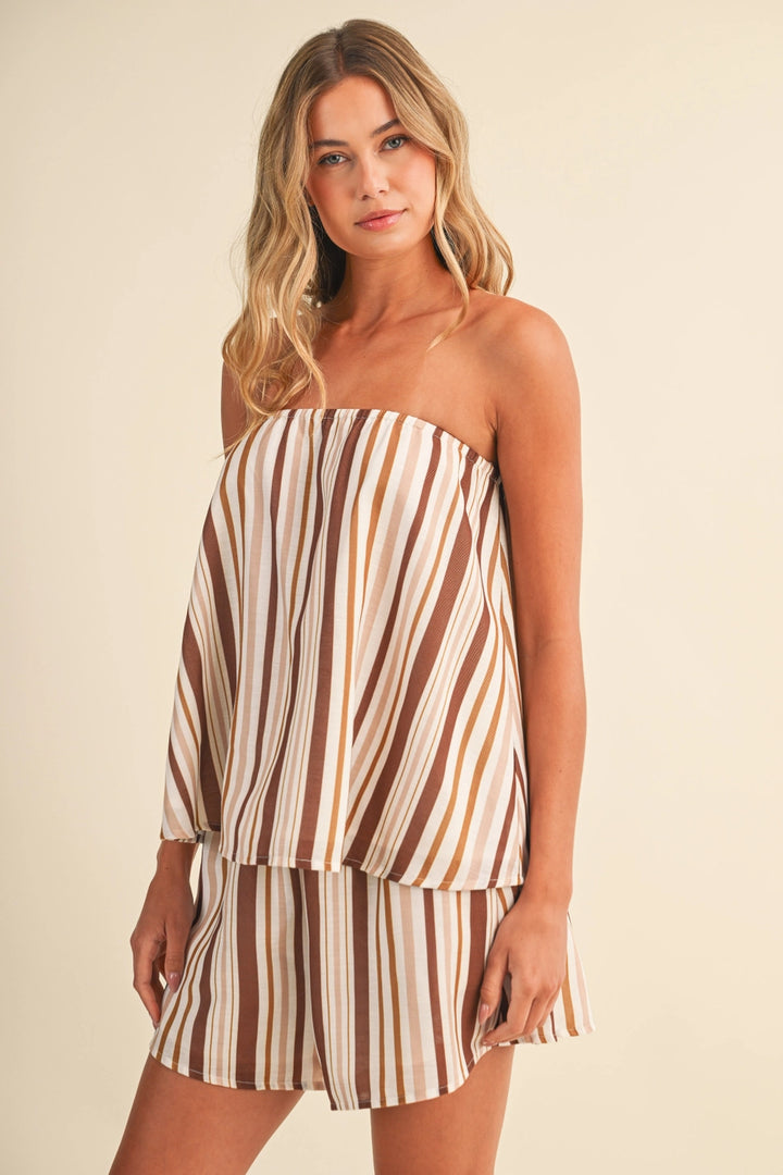 Striped Strapless Tube Top