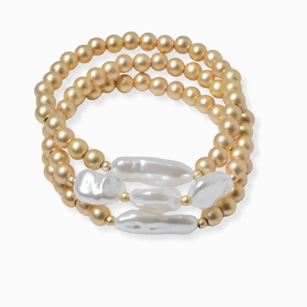 Freshwater Pearl Multi Layered Stretch Bracelet