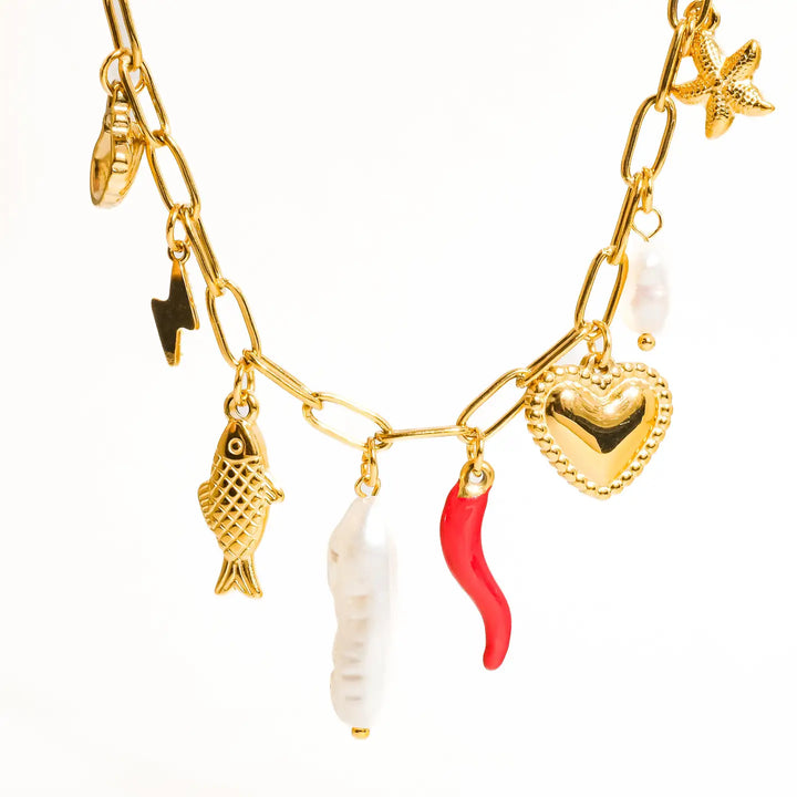 Filigrane 18K Gold Non-Tarnish Pepper Fish Charm Necklace