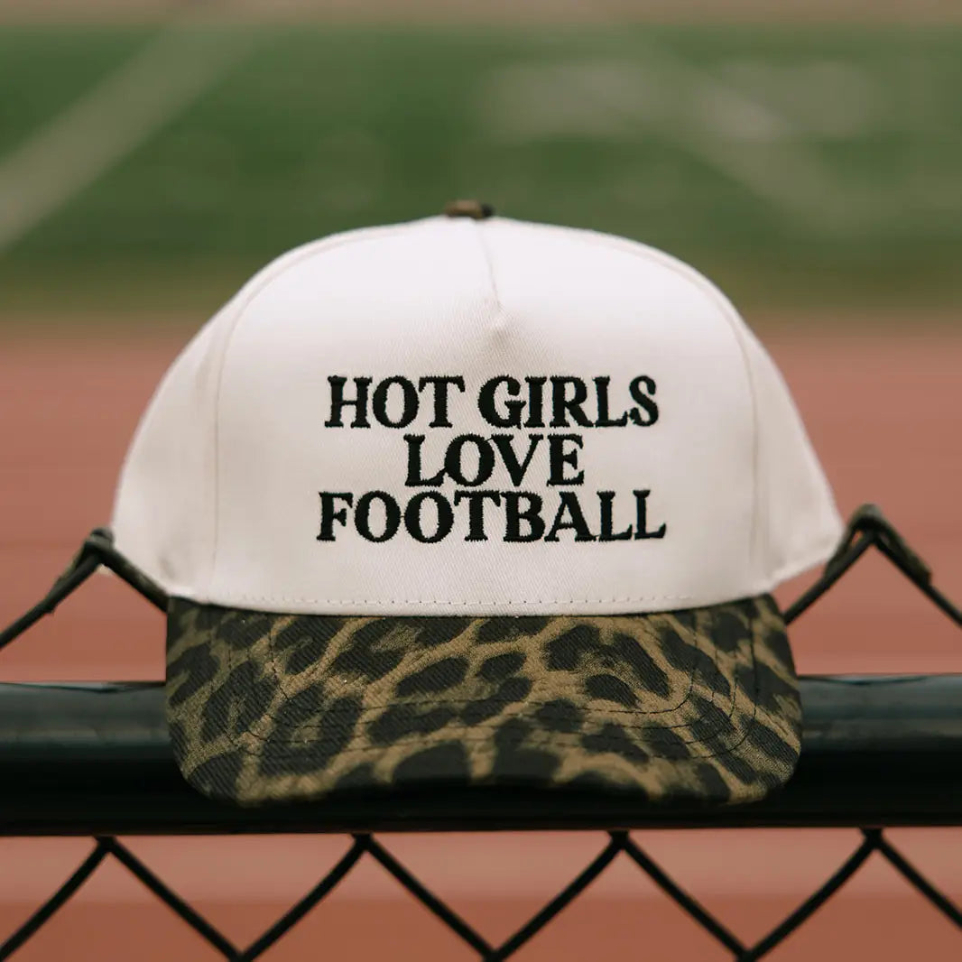 Hot Girls Love Football- Leopard Embroidered Hat - Game Day