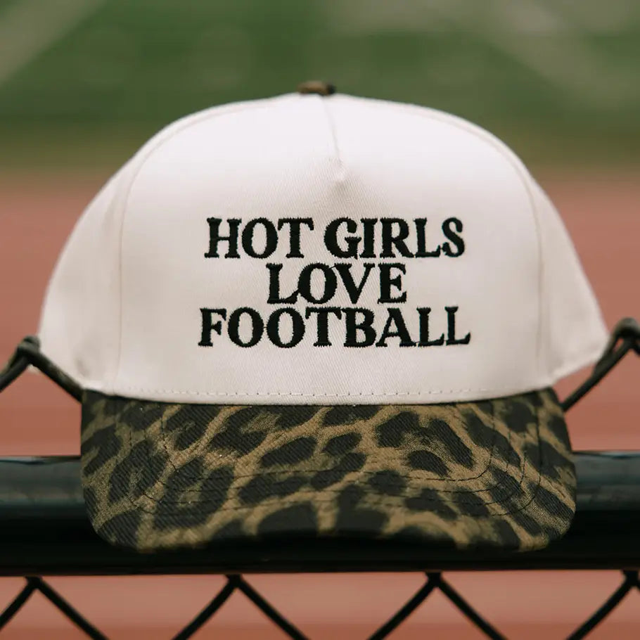 Hot Girls Love Football- Leopard Embroidered Hat - Game Day