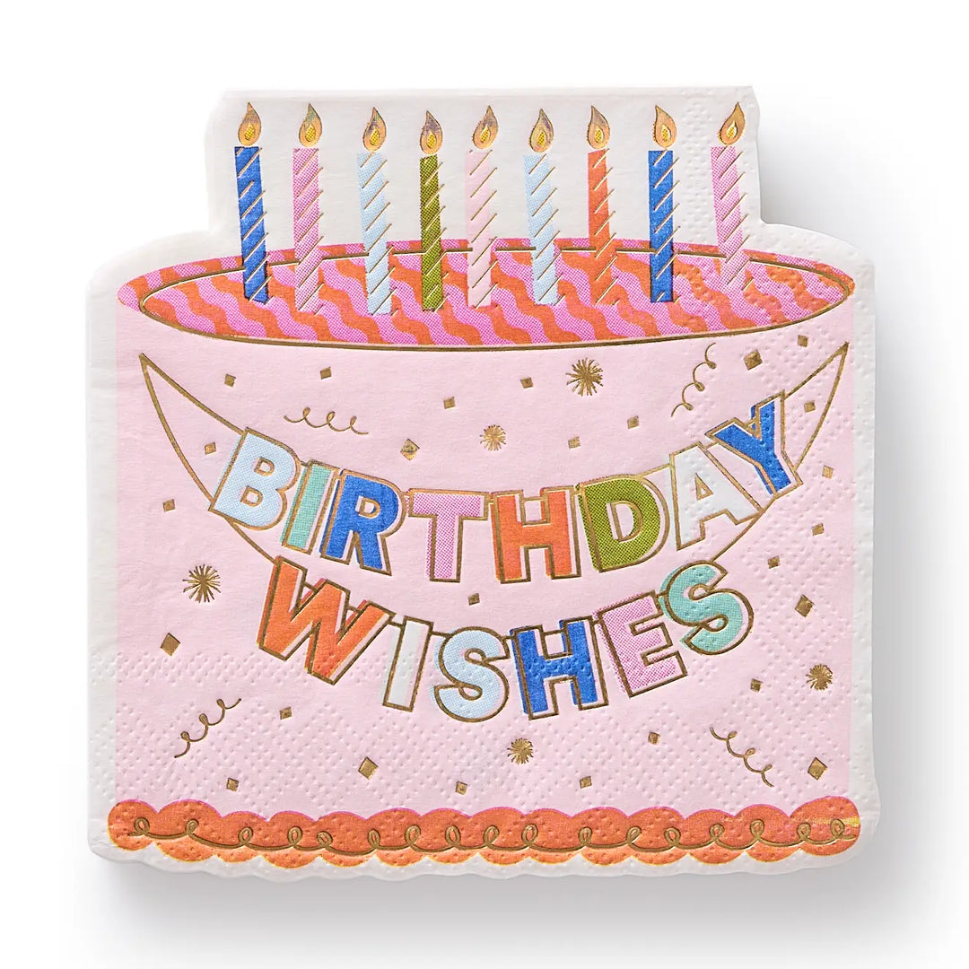 Birthday Wishes Diecut Cake Napkin Set