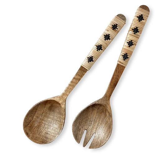 Bamboo Handle Serving Utensil Set of 2 - Natural