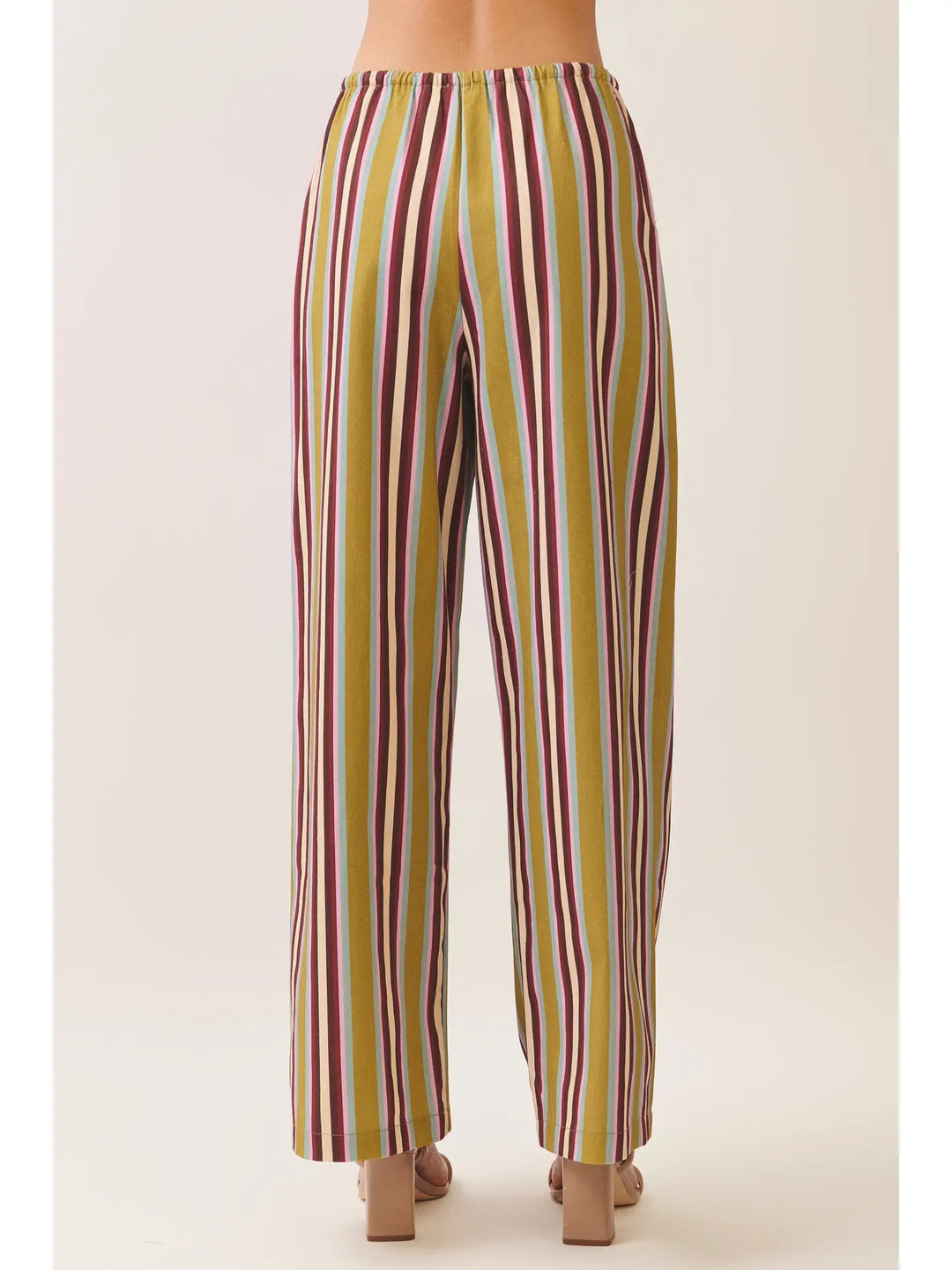 Multi Stripe Drawstring Wide Leg Pants