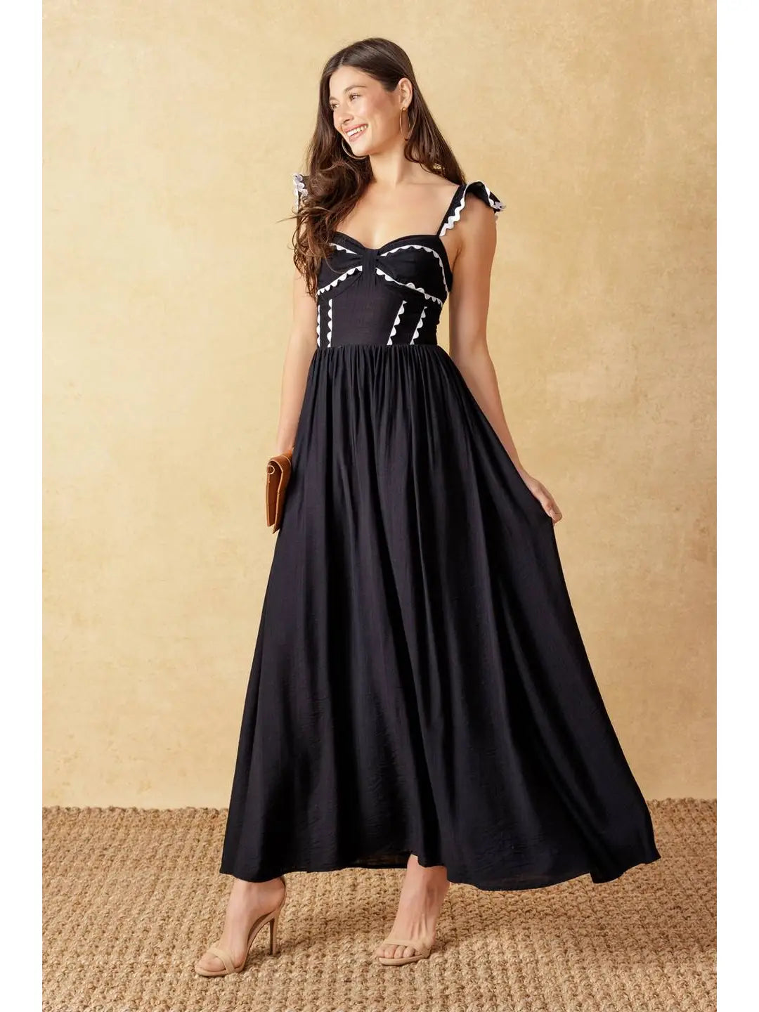 Contrast Woven Maxi Dress