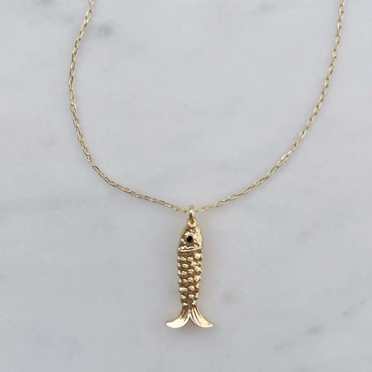 Golden Fish Pendant Necklace
