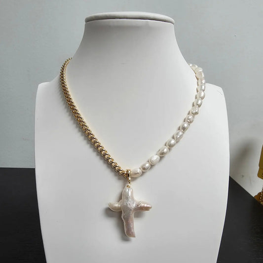 Mix Gold Chain with Pearl Beaded Necklace