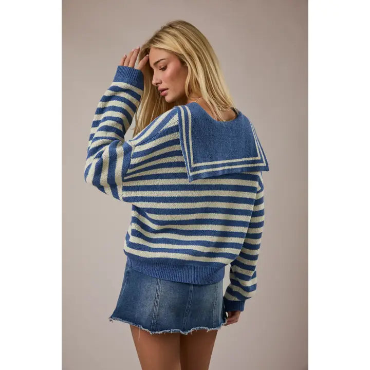Sailor Collar Stripe Sweater Top