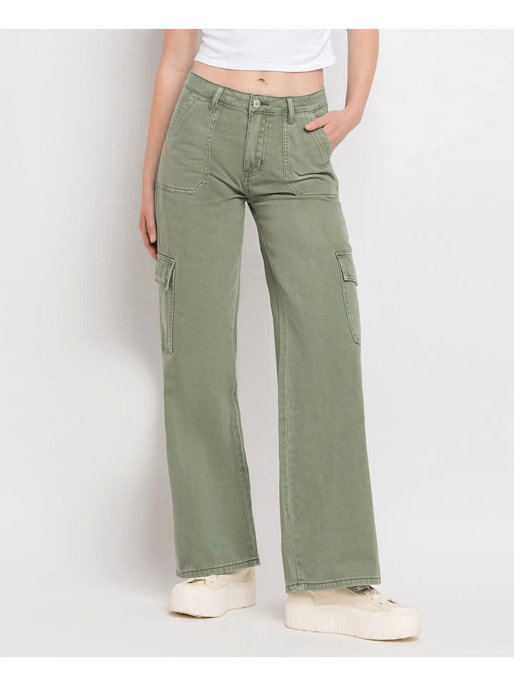High Rise Utility Cargo Wide Leg Jeans