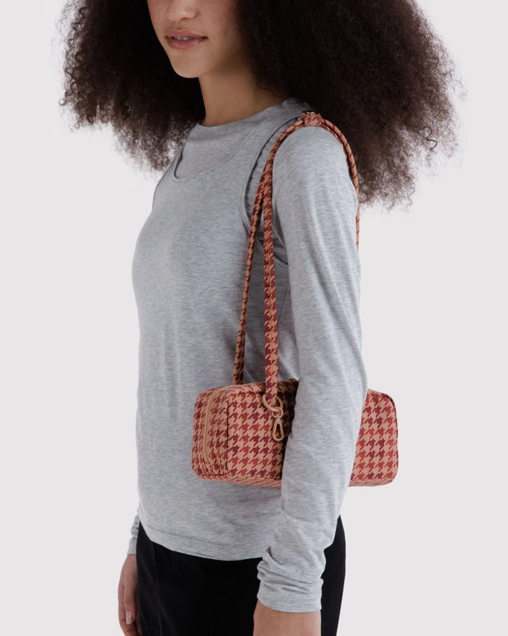 Tan Houndstooth Small Nylon Bowler Bag Baggu