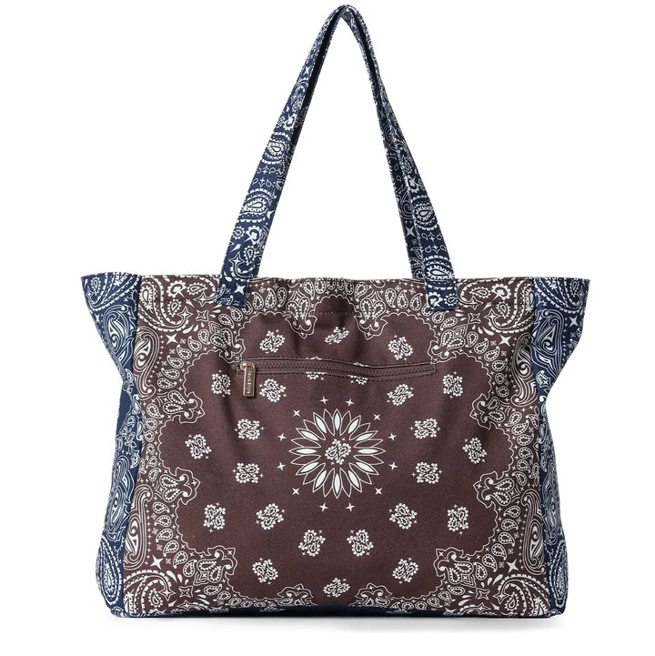 Bandana Print Canvas Tote - Bailey Brown/Navy