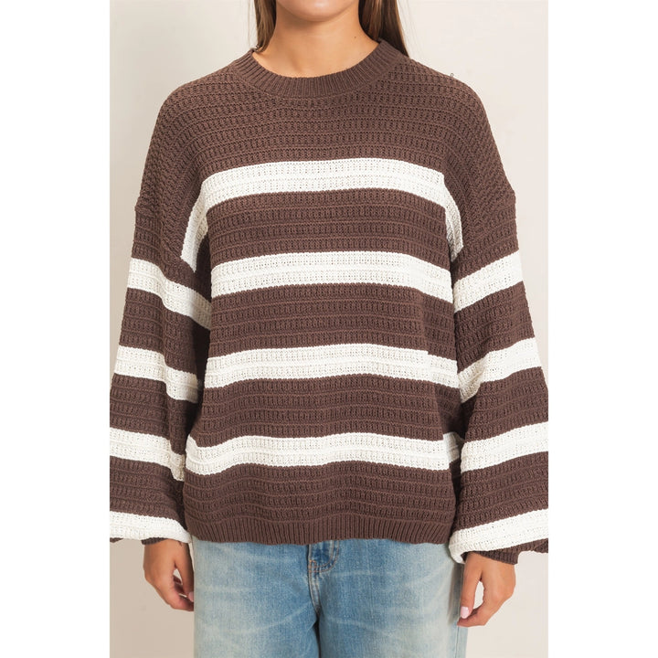 Brown Striped Chunky Sweater (Oversized)