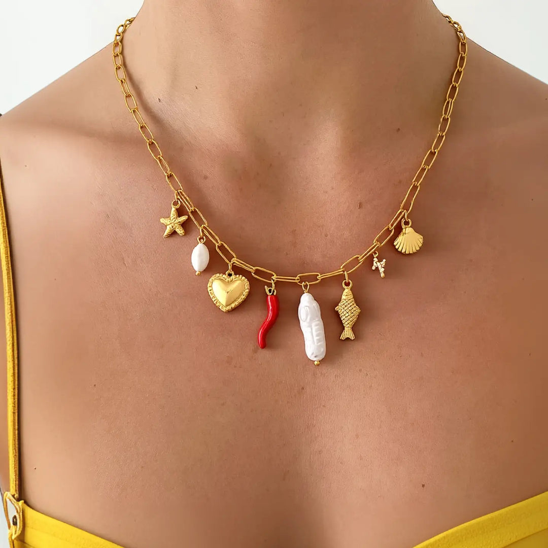 Filigrane 18K Gold Non-Tarnish Pepper Fish Charm Necklace