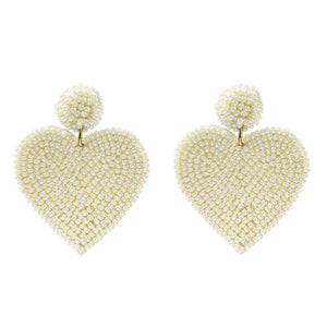 Seed Bead Heart Valentine's Day Post Earrings
